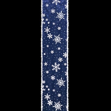 スノーフレーク ブルー/ホワイト 巾10cm 9M巻